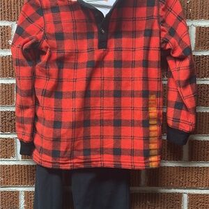 Carter's Red and Black Plaid Fleece Outfit